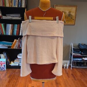 Cider Ribbed Off-Shoulder Top
